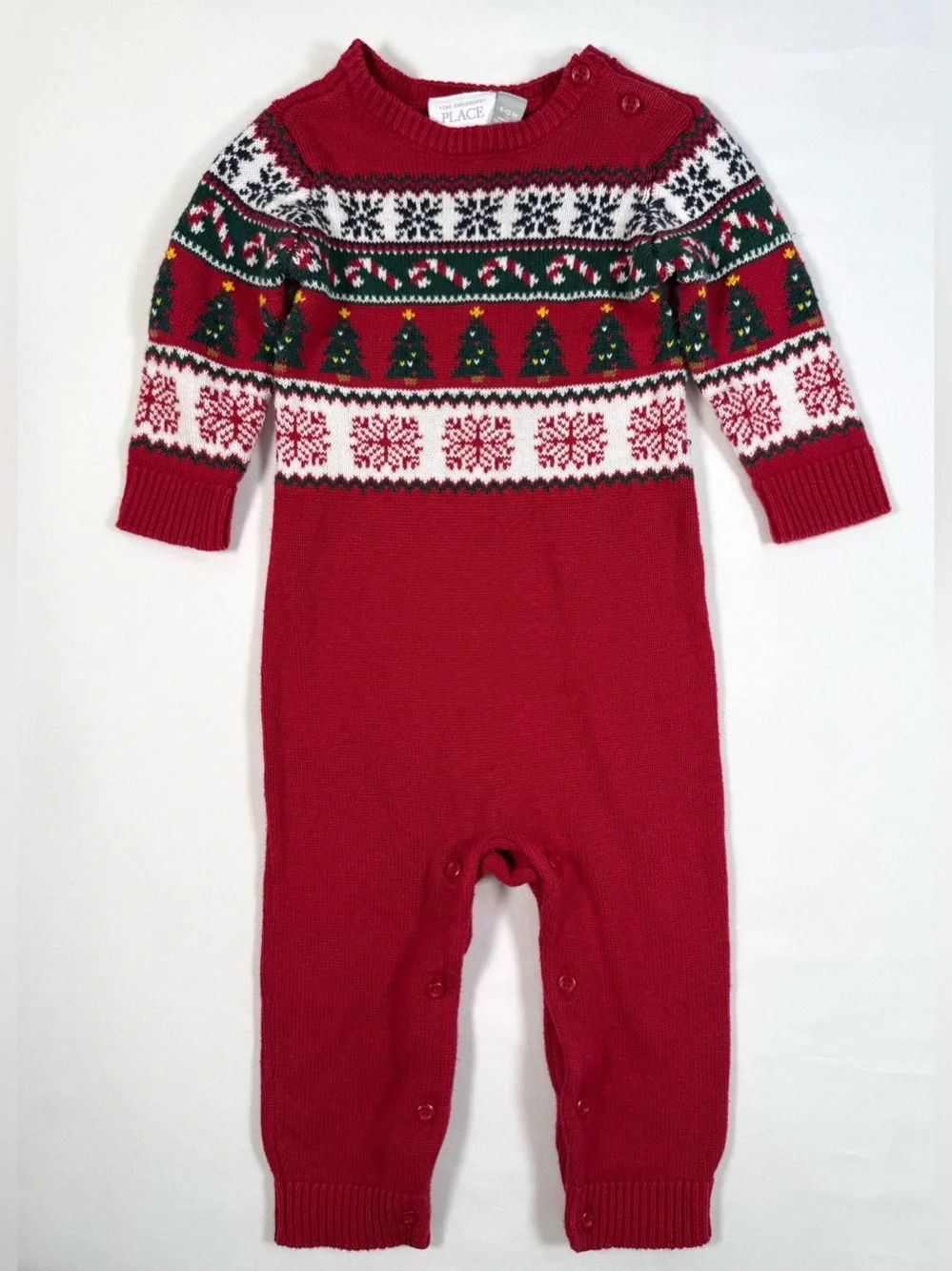 THE CHILDREN’S PLACE Baby Christmas Sweater Romper 9-12M Holiday‎ Fair Isle Knit